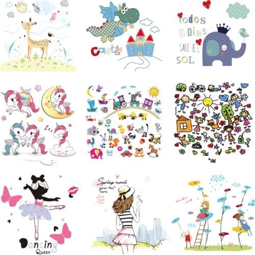 Iron-on Transfers for Clothing Ironing Patches Stickers for Children Diy Cute Patch Fusible Pvc Transfer Vinyl Adhesive Stripe F