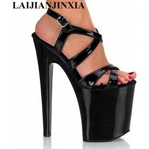 LAIJIANJINXIA 8 inch high heel shoes sexy for women pole dancing strappy sandals 20cm clubbing high heels Dance Shoes