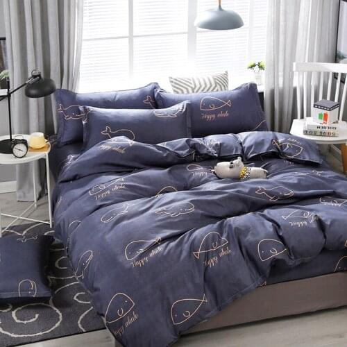 Blue Fish Whale Cute Gold Kids Luxury Comforter Bedding Set Modern Fashion King Queen Twin Size Bed Linen Duvet Cover Set Gift