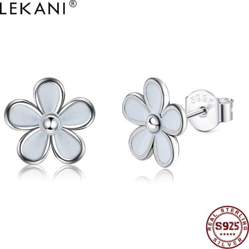 LEKANI 100% 925 Sterling Silver Stud Earrings For Women Fresh Leaves Luxury Female Earring Wedding Fine Jewelry New Arrival