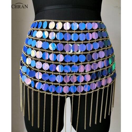 Chran Seascale Chain Skirt Belly Waist Belt Disco Party Dress Beach Cover Up Chain Harness Necklace Bra Bralette Jewelry CRS218