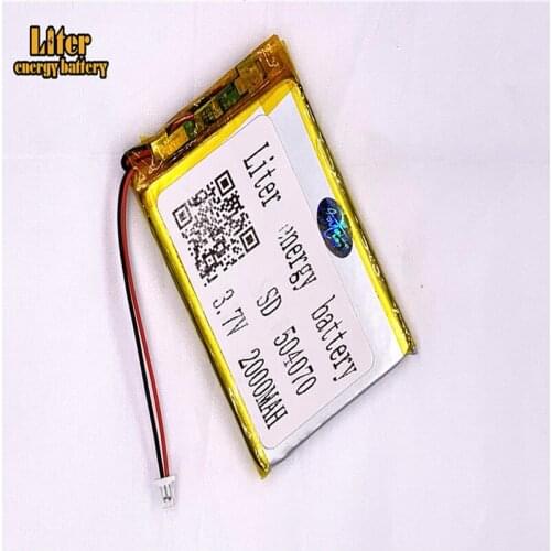 1.0MM 2pin connector Lithium Battery 3.7V 504070 2000mah Lithium Polymer Li-Po Rechargeable Battery