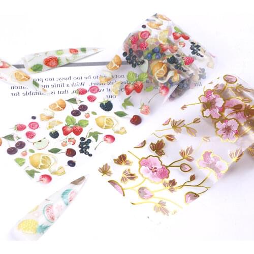 2021 New Colorful Flowers Stickers on Nails Foil Transfer Starry Sky Transfer Decals for Manicure Nail Art Decal Decorations