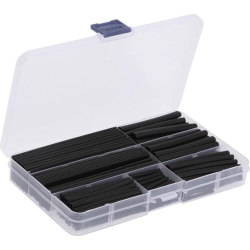 High Quality Black Assorted Sizes Heat Shrinkable Tube Sleeving Wrap Wire Kit 150Pcs
