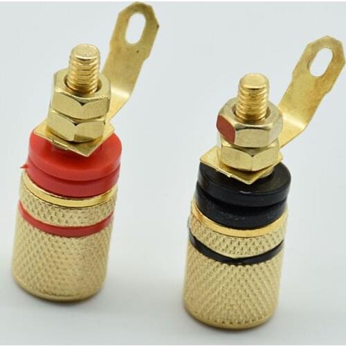 2pcs Gold Plated Amplifier Speaker Terminal Binding Post Banana Plug Socket Connector Suitable for 4mm banana plugs