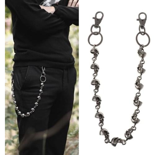 2021 new fashion exaggerated gothic jeans skull trousers chain personality display body jewelry pants accessories