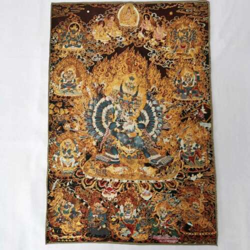 36" Tibet Tibetan Cloth Silk Buddha Yamantaka Tangka Thangka Mural