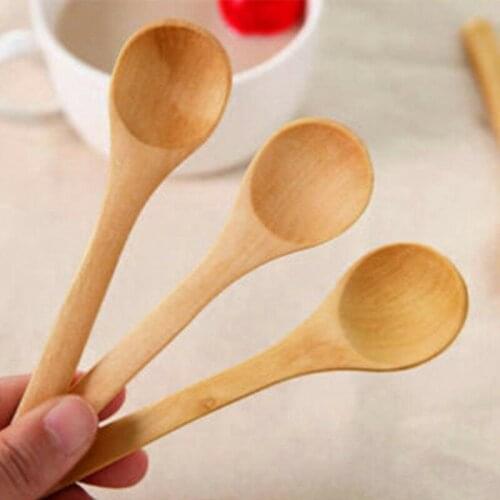 5Pcs Small Bamboo Wooden Spoons Dessert Ice Cream Honey Kids Baby Spoon Gift Set