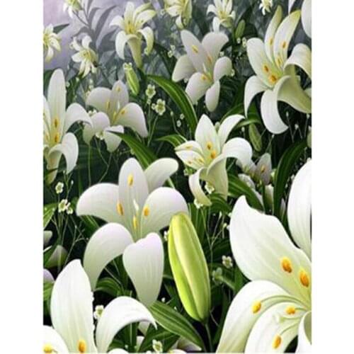 5D DIY Diamond Painting Flower Picture Lily Flower Picture Square/Round Diamond Cross Stitch Embroidery Decoration Art WG2953