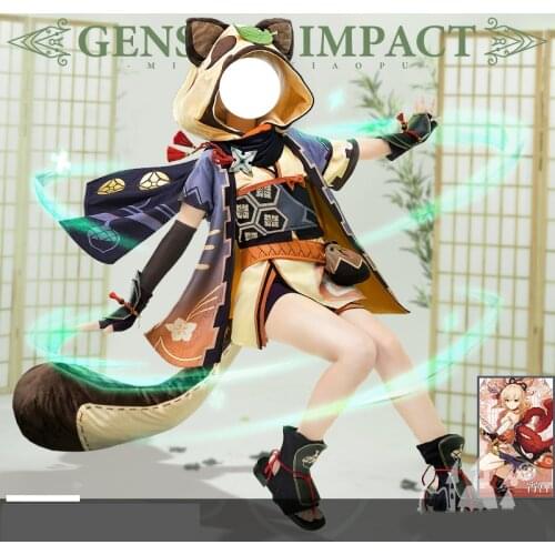 Anime Genshin Impact Sayu Game Suit Dress Uniform With Tail Cosplay Costume Halloween Carnival Party Outfit For Women NEW