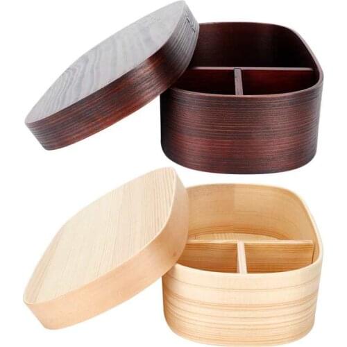 Wooden Lunch Box Portable Food Container Tableware for Home Office Picnic Camping