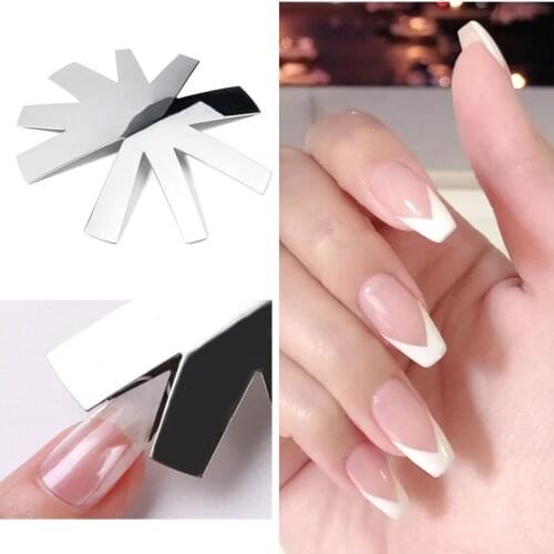 Easy French Smile Cut V Line Almond Shape Tips Manicure Trimmer Nail Cutter Acrylic White French Manicure Nails Pro 9 Sizes
