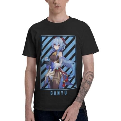 Ganyu Genshin Impact Anime Manga Tshirt Men Stylish Tee Tops Cotton T Shirt Short Sleeve Game T-shirts Gift Merch
