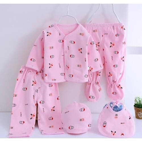 HPBBKD Newborn Baby Warm Gift Sets 5Pcs/Set Infant Underwear Set Baby Bib Hat Baby Gril Boy Outfits Unisex Clothing Suit TZ-032