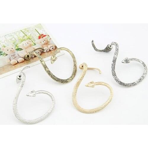 Vintage Silver Plated & Bronze Metallic Punk Snake Ear Cuff Clip Earrings for Women 1pc