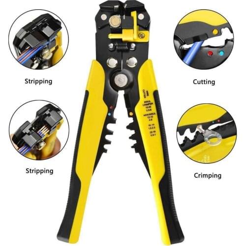 Multifunctional Wire Stripper Crimping Tool Kit 24-10AWG Pliers Self-Adjusting 8 Inch Cutter Crimper for Tube Terminal