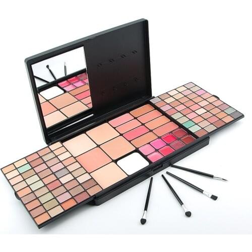 4 in 1 Professional Make Up Kit 112 Colors Matte Eye Shadow Pallete with Lip Gloss Contour Blush Beauty Cosmetic Sets for Women