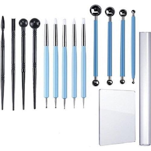 DIY Pottery Tools 15 Pieces Set Creasing Pen Drill Pen Stainless Steel Ball Pen Pill Stick Super Light Clay Soft Clay Tools Set