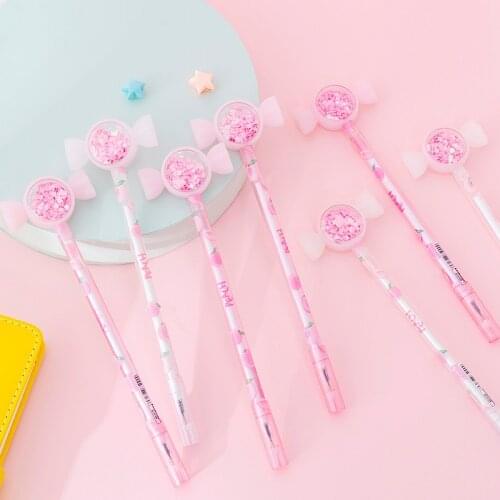 24PCs Korean Sequined Candy Color Gel Pen Cute Creative pink Signature Pen Student Exam Neutral Pen Learning Stationery Supplies