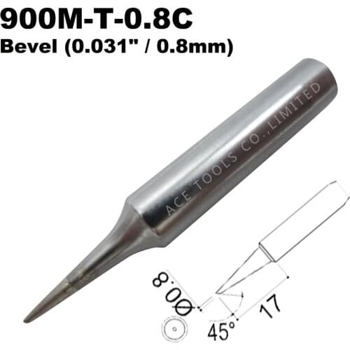 Soldering Tip 900M-T-0.8C Bevel 0.8mm for Hakko 936 907 Milwaukee M12SI-0 Radio Shack 64-053 Yihua 936 X-Tronics 3020 Iron Bit