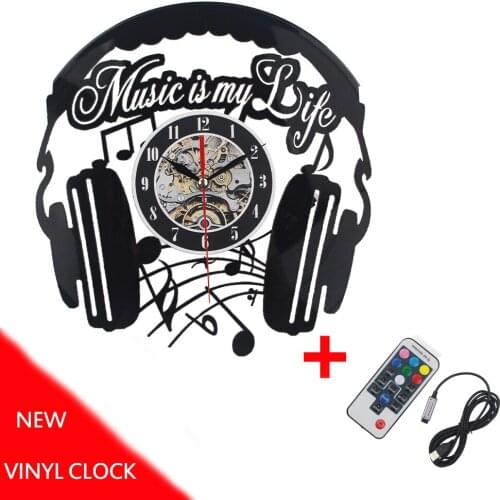 2019 Free Shipping Vinyl Record Wall Clock Vintage LED Vinyl Clock Art Silent Unique Decorative Clock 3D Hanging CD Wall Clock