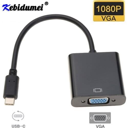 New Type C to Female VGA Adapter Cable USBC USB 3.1 to VGA Adapter for Macbook 12 inch Chromebook Pixel Lumia 950XL Hot Sales