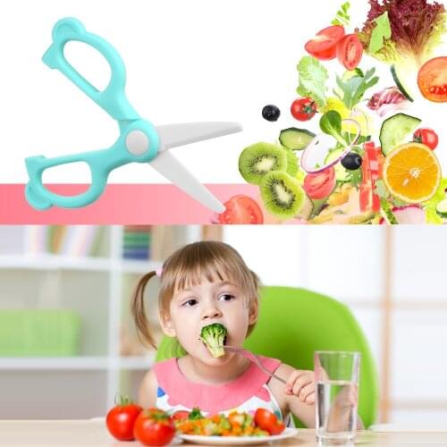 Baby Food Scissors Ceramic with Storage Box Portable Baby DIY Food Scissors with Protective Cover Kitchen Tool for Babies Infant