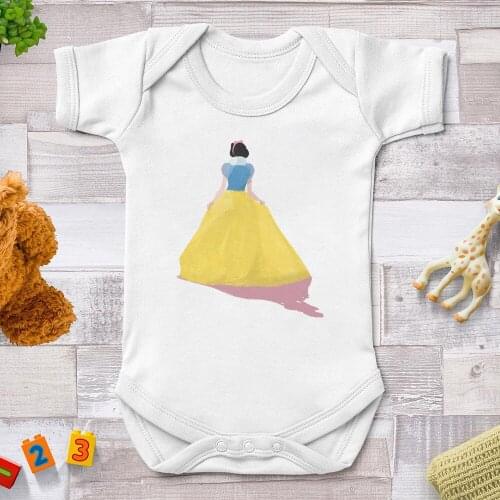 Baby Girl Clothes Snow White Disney Princess Printing Newborn Jumpsuit Baby Rompers Cute Lovely Summer White Infant Bodysuit