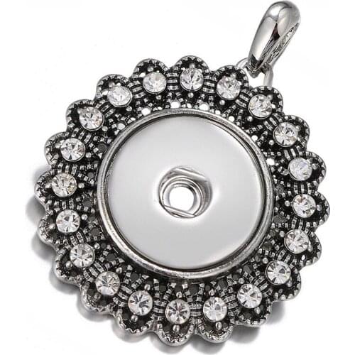 New Fashion Beauty Crystal Flower snap pendant necklace 60cm fit 18mm snap buttons snap jewelry wholesale XL0104