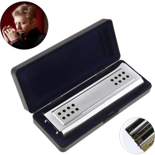 Professional 24 Holes Key Of C&G Silver Double-side Tremolo Harmonica for Adult Beginner and Children