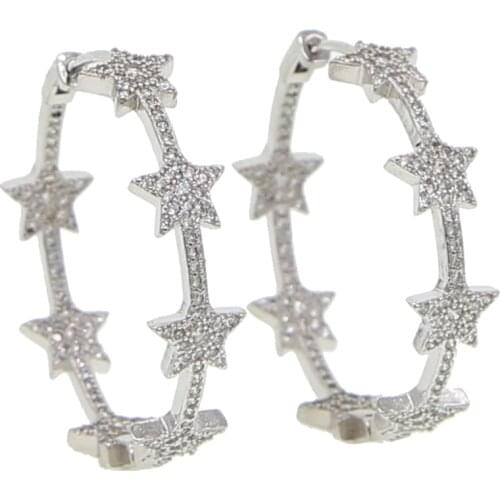 2019 christmas NEW European Fashion 33mm Stars Hoop Earrings Women Hyperbole Big Earrings Bijoux Brincos Jewelry Gift