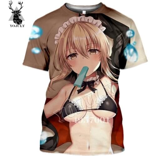 YOJULY Anime Cute Girl 3D Print Harajuku Funny T-Shirt Men Street Wear T Shirt Summer Unisex Casual Short Sleeve Women Tee Y488