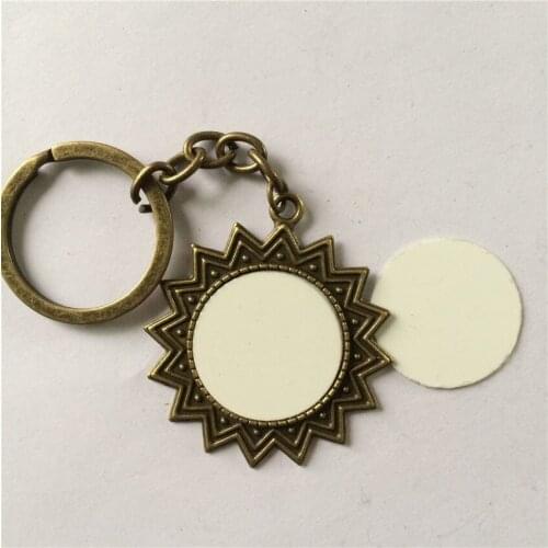 Sublimation blank keychains retro vintage metal Rome pattern key ring jewelry thermal transfer printing wholesale A4068