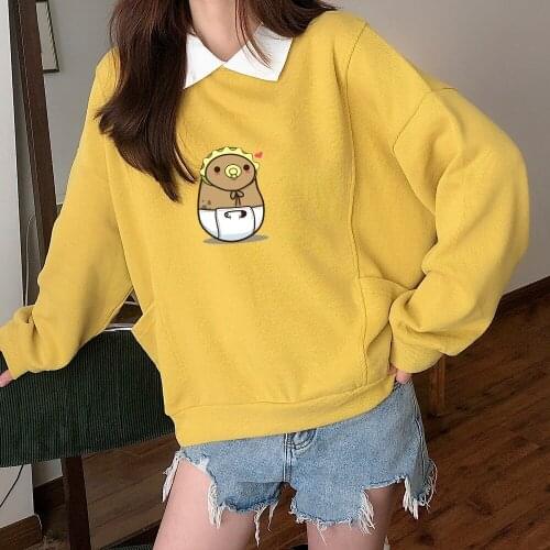 Cute Potato Sweatshirt Jumper Cotton Casual Kawaii Hoodie with Pocket 90s Aesthetic All-match Girls Sweatshirt Clothes for Teens