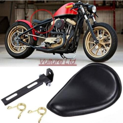 High Quality Motorcycle Solo Seat Leather + Bracket Black Cover For Harley Sportster XL Bobber Chopper Custom Honda Yamaha