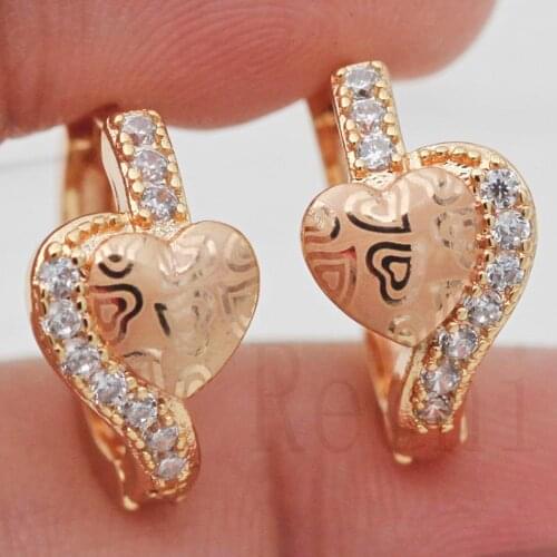 Womens Earrings Gold Filled Chic HoneyBees Teardrop Zircon Hoop Earrings For Women Heart Shape Jewelry For Woman Girl Gift