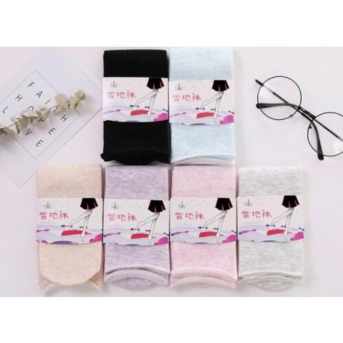 Women winter cotton solid color warm hosiery ladies snow socks breathable sweat-absorbingsocks female socks casual boat sock