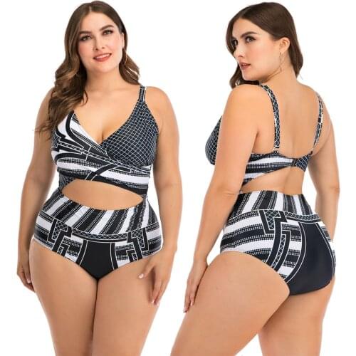 2020 Swimwear Women One Piece Swimsuit Push Up Plus Size Black Solid Swim Bathing Suits Big Larges Sexy Summer Beachwear