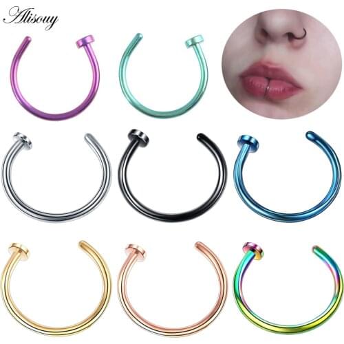 1pc Alisouy Fake Septum Medical Titanium Steel Nose Ring Gold Silver Color Body Clip Hoop For Women Septum Piercing Jewelry Gift