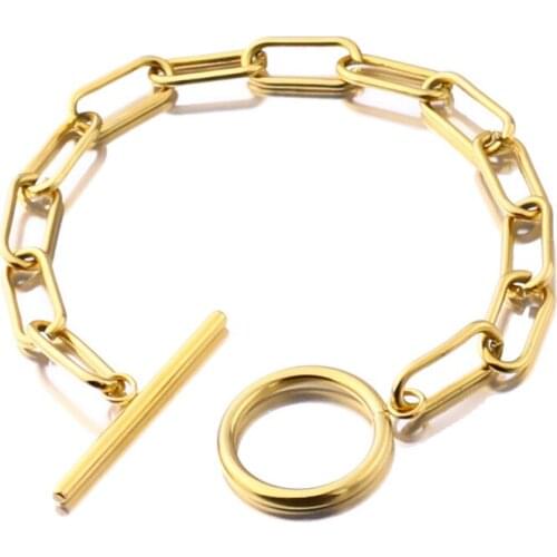 1 Piece Fashion Stainless Steel Bracelets For Women Men Gold Color/Silver color Bracelets Hand-chain Jewelry Accessories Gifts