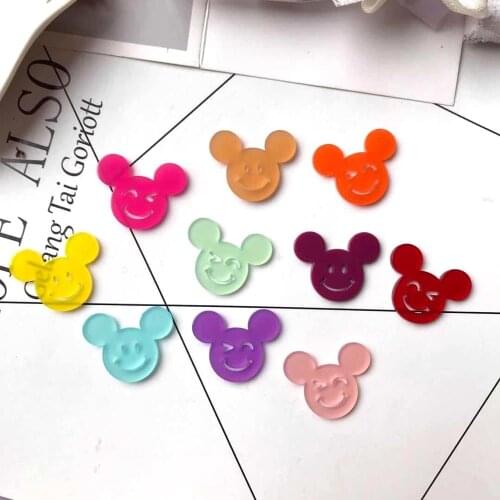10pcs new Acrylic mice head charms keychain DIY gift decoration Color optional style random