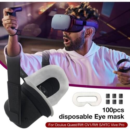 100Pcs Disposable VR Eye Mask Breathable Pure Cotton Sweat Absorbent VR Face Mask For Oculus Quest/Rift CV1/Rift S/ Vive Pro