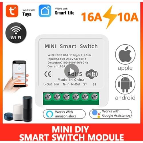 16A/10A 2 Way DiY WiFi Smart Light Switch Relay Module Smart Home Tuya APP Remote Control Works With Alexa Echo Google Home