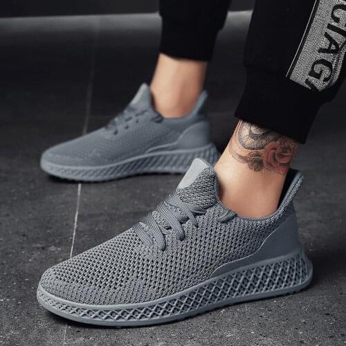 2019 Hot Sale Men Sneakers Shoes Breathable Fly Woven Sneakers New 3D Tide Shoes Mesh Cloth Board Shoes Size 39-44