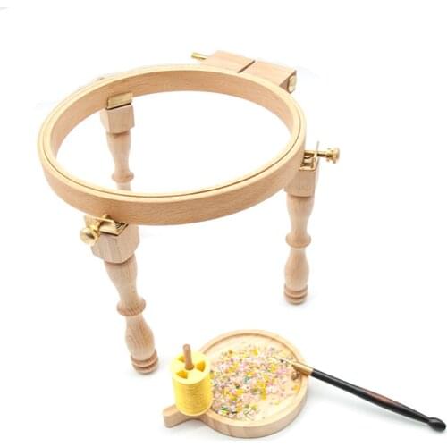 3Pcs/4Pcs Adjustable Portable Wooden Embroidery Hoop Stand Set Needlework Cross Stitch Frame Rack Embroidery Ring Frame
