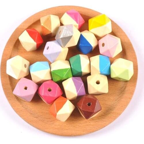 5pcs 20mm Natural Octagon Wooden Beads Diy Pacifier Clip Accessories Jewelry Making Handmade Toys Bead