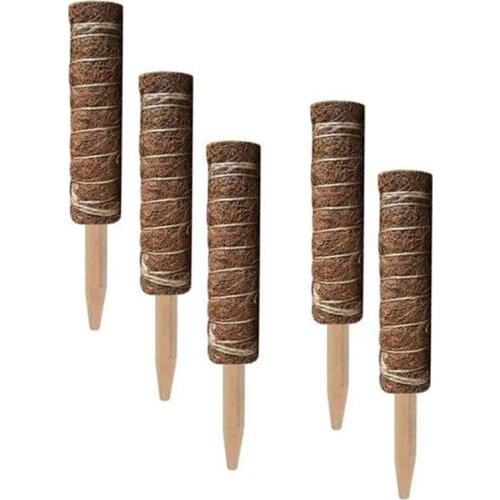 5PCS Plant Stakes 50 cm Plant Supports - Natural and Organic Coco Coir Moss Pole Totem Garden Flower Support Stake