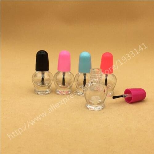 500pcs 1.5ml Cute Clear Plastic Empty Nail Polished Bottle With Cap Brush Plastic 1.5cc Small Glass Nail Bottle