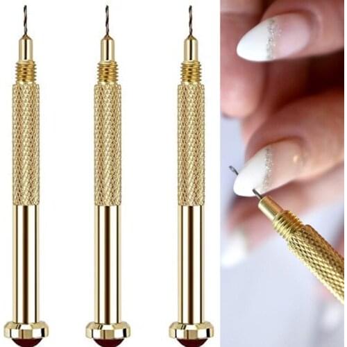 Nail Drill Pack of 3 for Dangle Charm Art Piercing Tool, Gold Hand Drills for Jewelry Rings for Tips, Acrylic, Gels Decoration