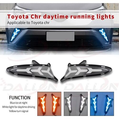 Toyota Accessories LED Daytime Running Light with yellow Turn Signal Light Daylight Fog Lamps for 2017-2018 Toyota C-HR CHR